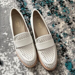 Franco Sarto White Perforated Leather Penny Loafers